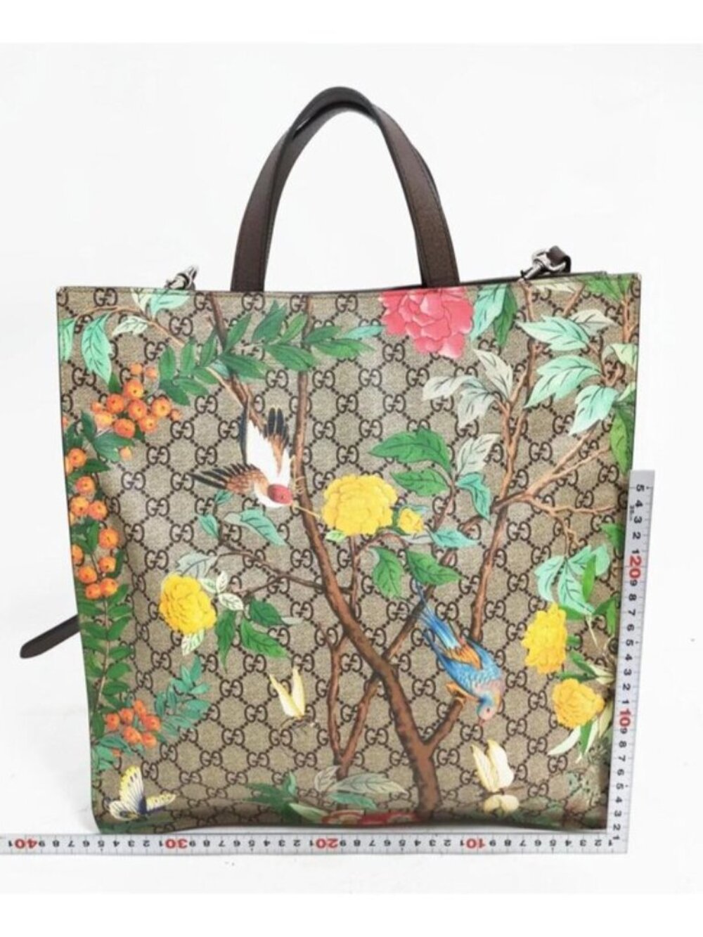 Authentic Gucci Tian GG Supreme Floral Bird Tote Shoulder Bag - Picture 3 of 16